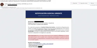Phishing - Notificación judicial urgente